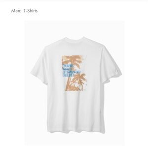 Tommy‎ Bahama Big and Tall Vacation Shade White and Tan Graphic Tee, XXXL